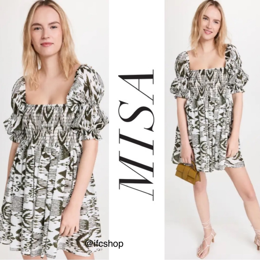Misa Zadie Smocked Mini Dress in Spring Ikat S